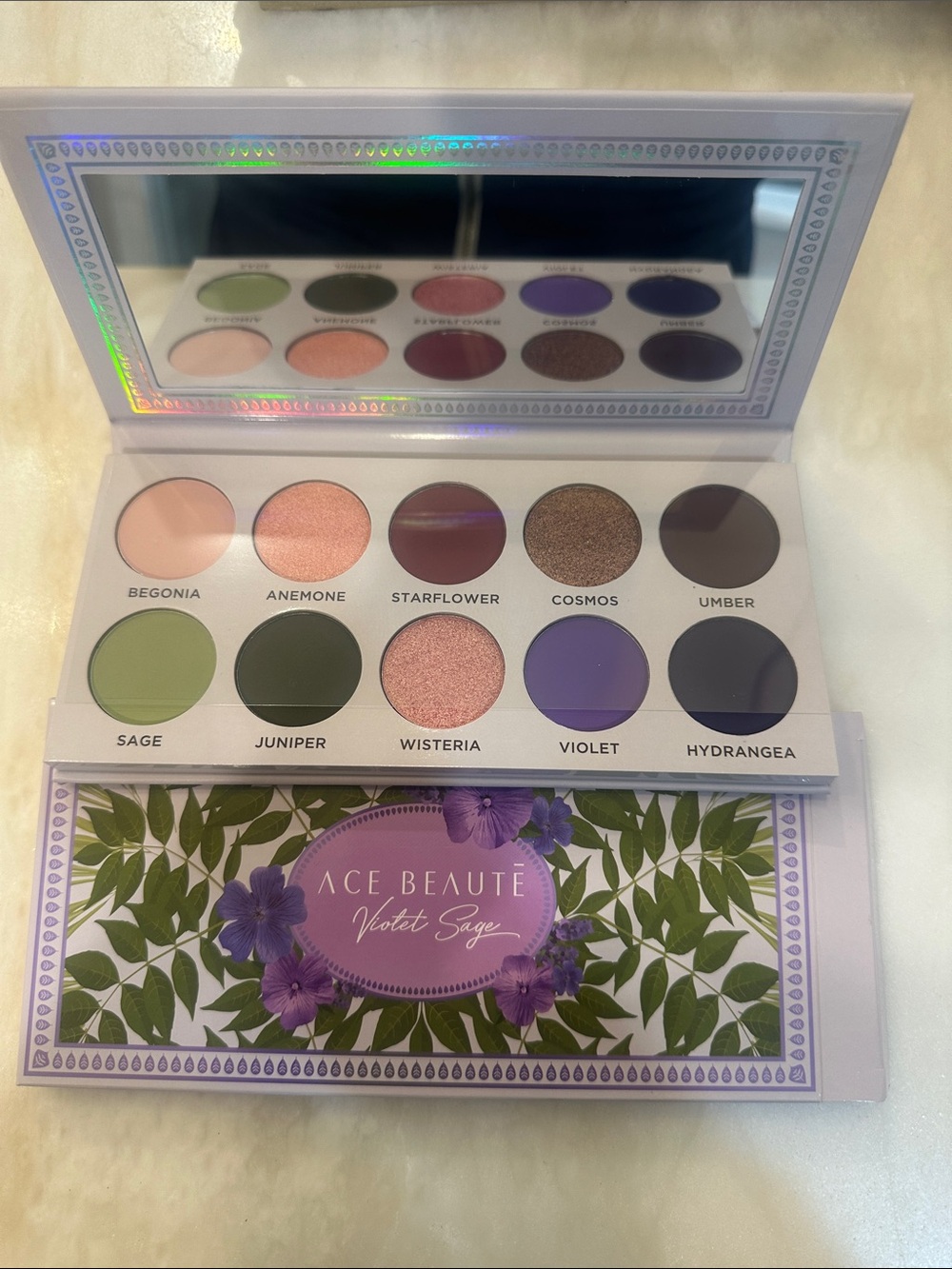 Ace Beaute Violet Sage Eyeshadow Palette — Violet, Sage, Rose, Brown